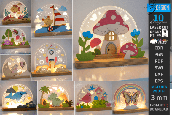 Download Kids Night Light Stand Laser Cut Bundle - Laser cut Collection