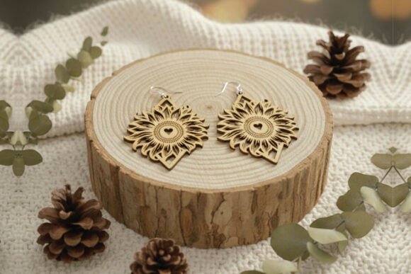 Download Handcrafted Sunflower Laser Cut Earrings - Laser cut Collection