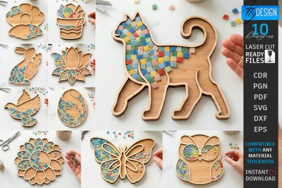 Download Wooden Mosaic Base Laser Cut Bundle SVG - Laser cut Collection