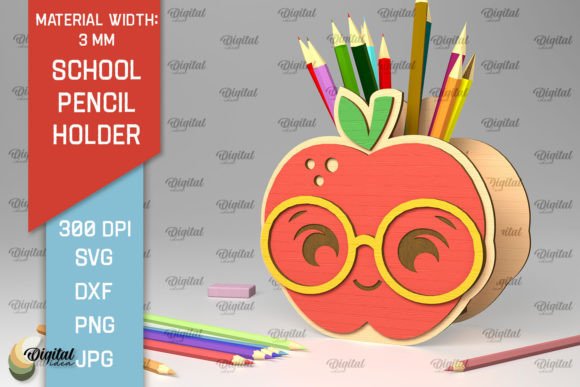 Download School Pencil Holder Laser Cut Design - Laser cut Collection