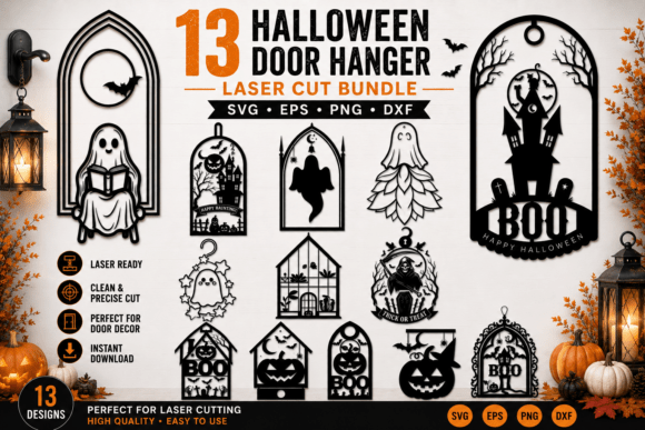 Download Halloween Door Hanger Laser Cut Bunde - Laser cut Collection