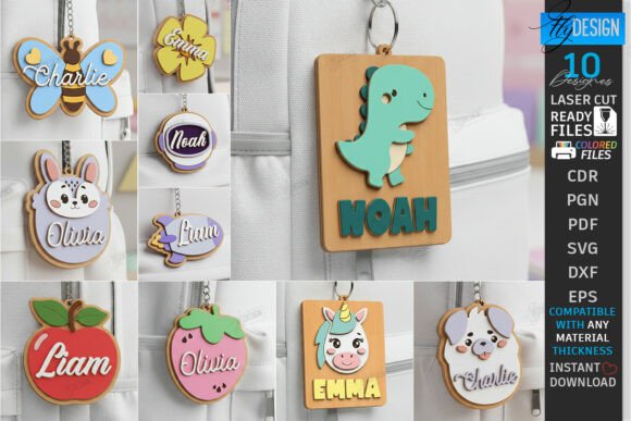 Download Personalized Backpack Tags Laser Cut Set - Laser cut Collection
