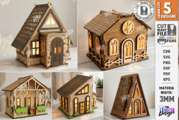 Download Candle House Laser Cut Bundle | CNC File - Laser cut Collection