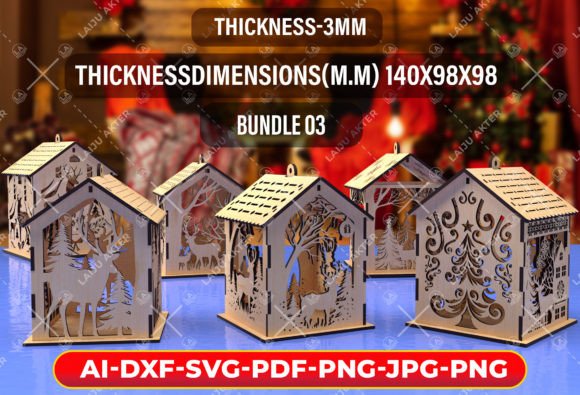 Download Christmas House Laser Cut SVG Set 03 - Laser cut Collection