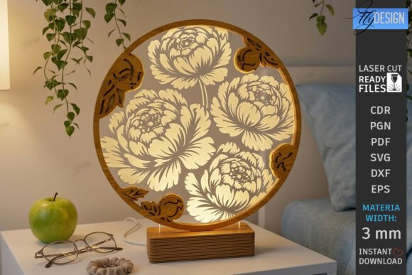 Download 3D Round Lamp Laser Cut | Night Light - Laser cut Collection
