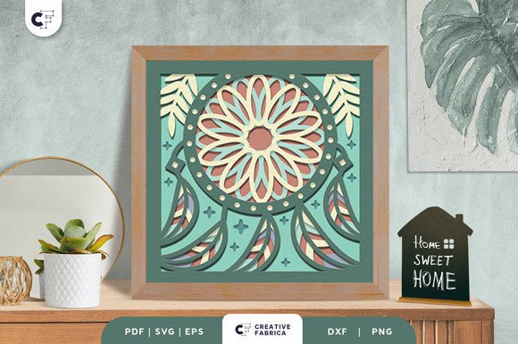 Download Boho Dreamcatcher 3D Shadow Box SVG File - Boho dreamcatcher Collection
